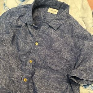 Men’s Lucky Brand Blue Patterned Men's Shirt 100% Cotton Size Large